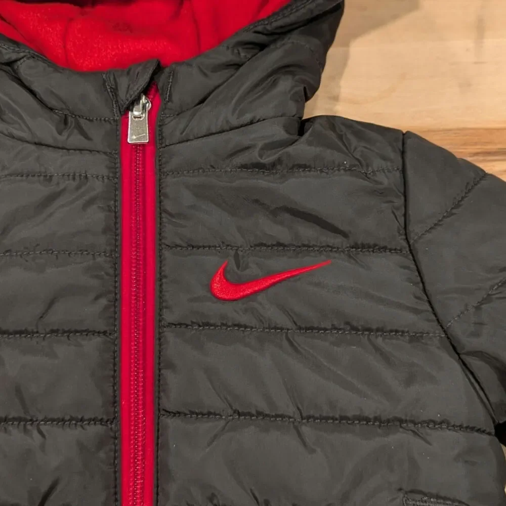 Nike Puffer Infant Baby Jacket Black Red Size 12 Month